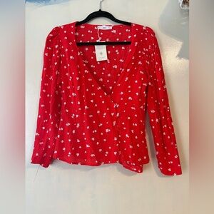 NEW MNG button up blouse flirty romantic floral size 4
